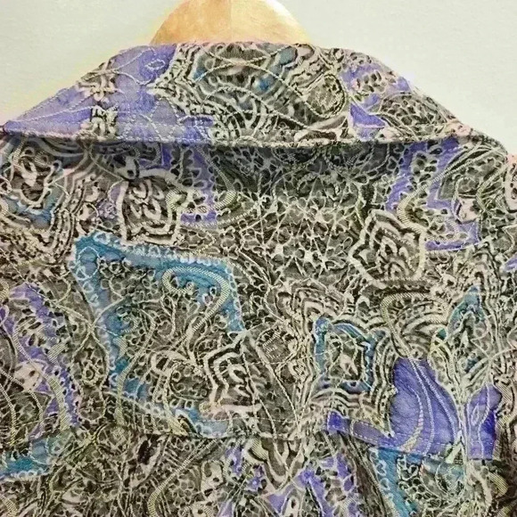 Analogy Woman Button-up Tapestry Lightweight Textured Jacket Size 1X - Picture 7 of 8
